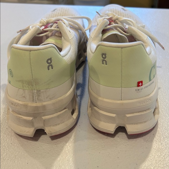 On Cloud Cloudmonster White and Pink Athletic Sneakers - Picture 3 of 7